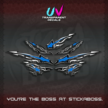 AEROX  V3 INDO UV TRANSPARENT DECALS(0005 RISING STAR)STICKER DECALS By STICKABOSS