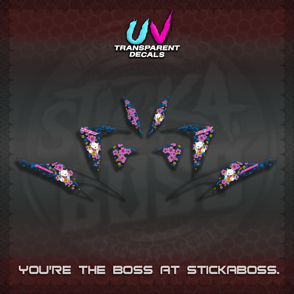 【PREMIUM UV PRINT】TRANSPARENT  CLICK 125 V2 DECALS (LUCKY CAT SAKURA STRIPING)By STICKABOSS
