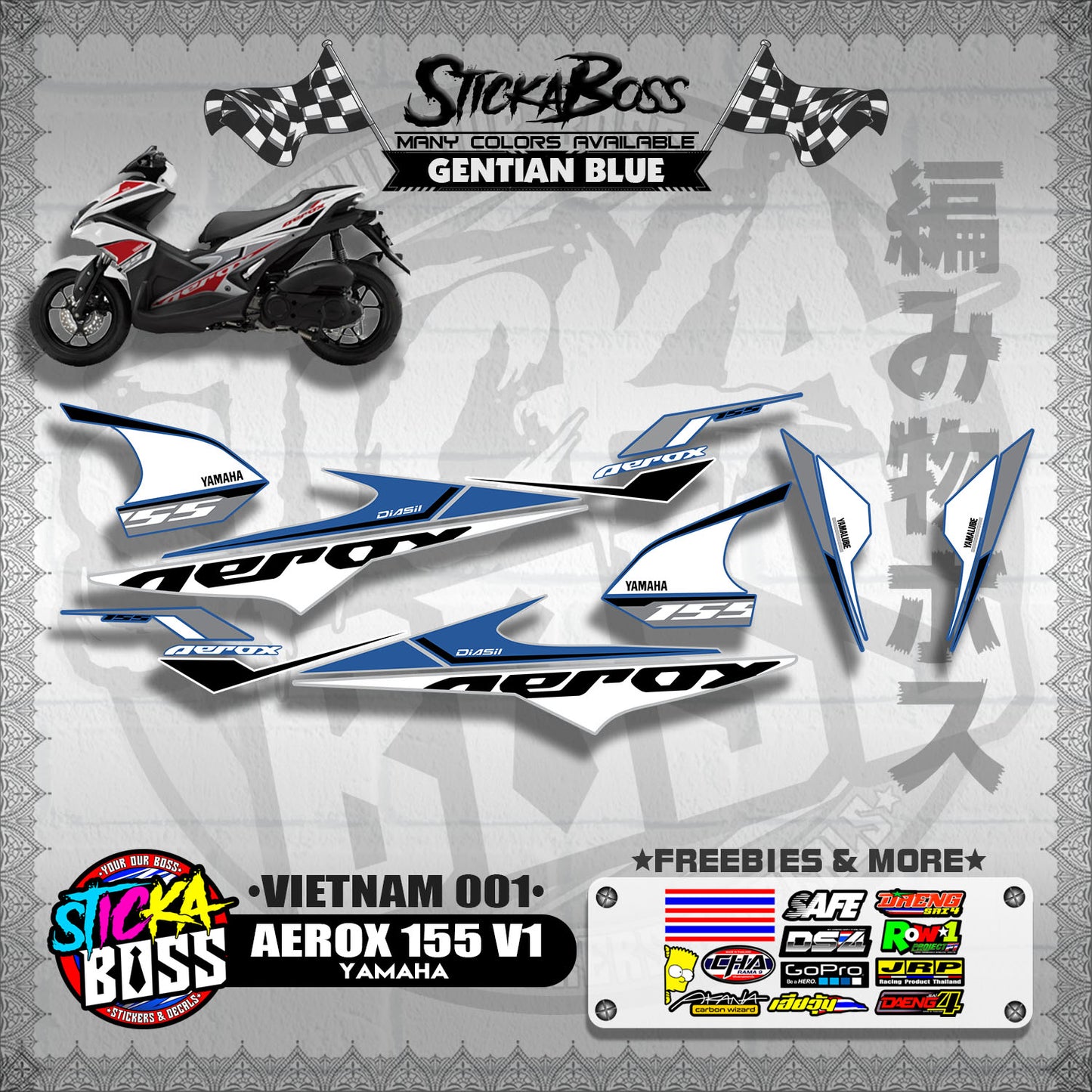 AEROX 155 V1 DECALS ( VIETNAM 001 )【WITH FREEBIES】