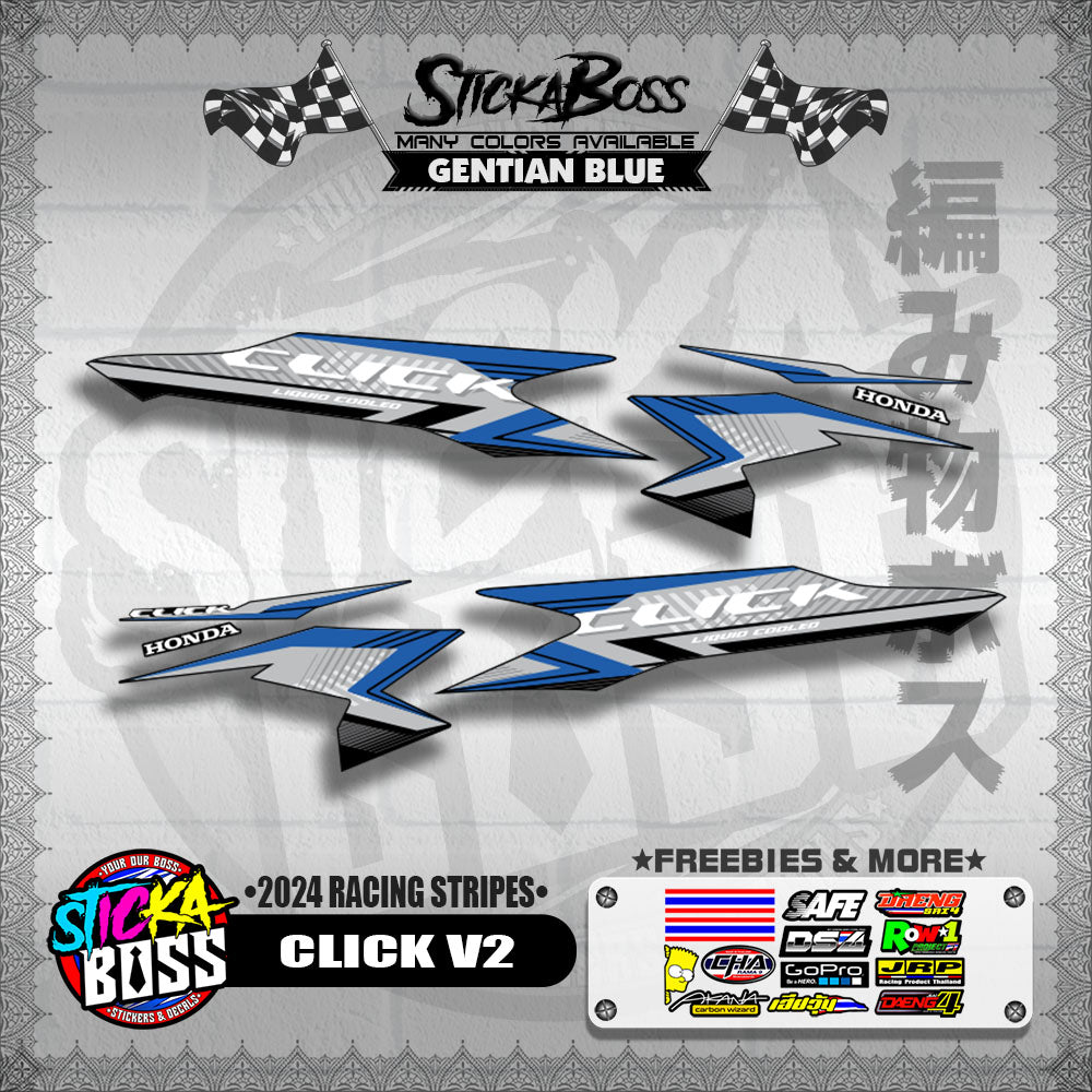 CLICK V2 DECALS ( 2024 RACING STRIPES ) [ PREMIUM GLOSSY LAMINATED ]【WITH FREEBIES】