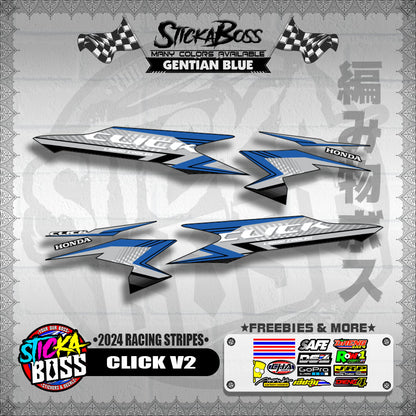 CLICK V2 DECALS ( 2024 RACING STRIPES ) [ PREMIUM GLOSSY LAMINATED ]【WITH FREEBIES】