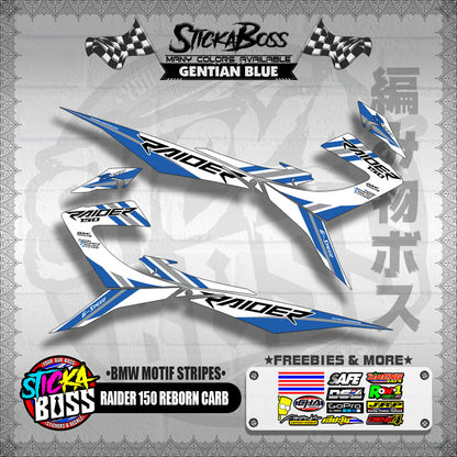 RAIDER 150 REBORN CARB DECALS ( BMW MOTIF STRIPES )【WITH FREEBIES】