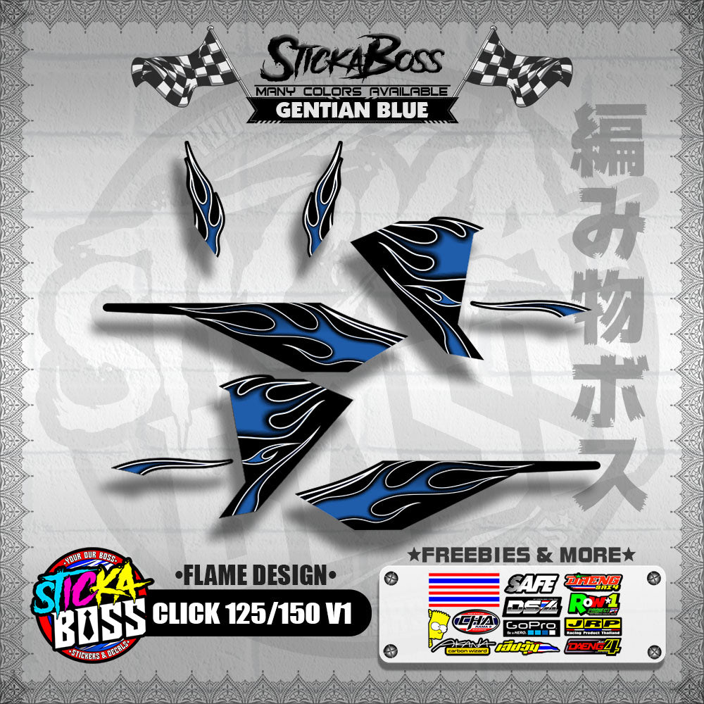 CLICK 125 / 150 V1 DECALS ( FLAME DESIGN )【WITH FREEBIES】