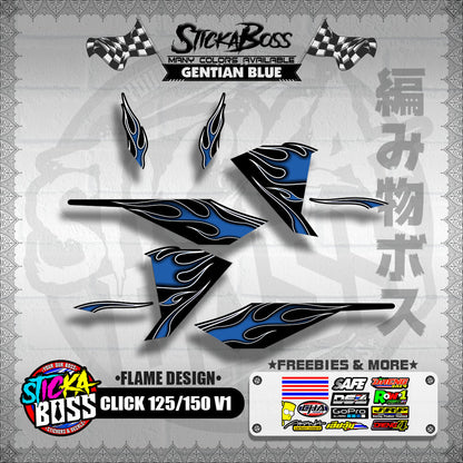 CLICK 125 / 150 V1 DECALS ( FLAME DESIGN )【WITH FREEBIES】