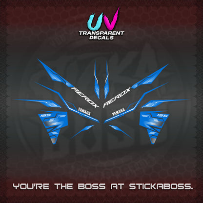 【PREMIUM UV PRINT】TRANSPARENT AEROX  V3 INDO DECALS(ALPHA TURBO 0001)STICKER DECALS By STICKABOSS