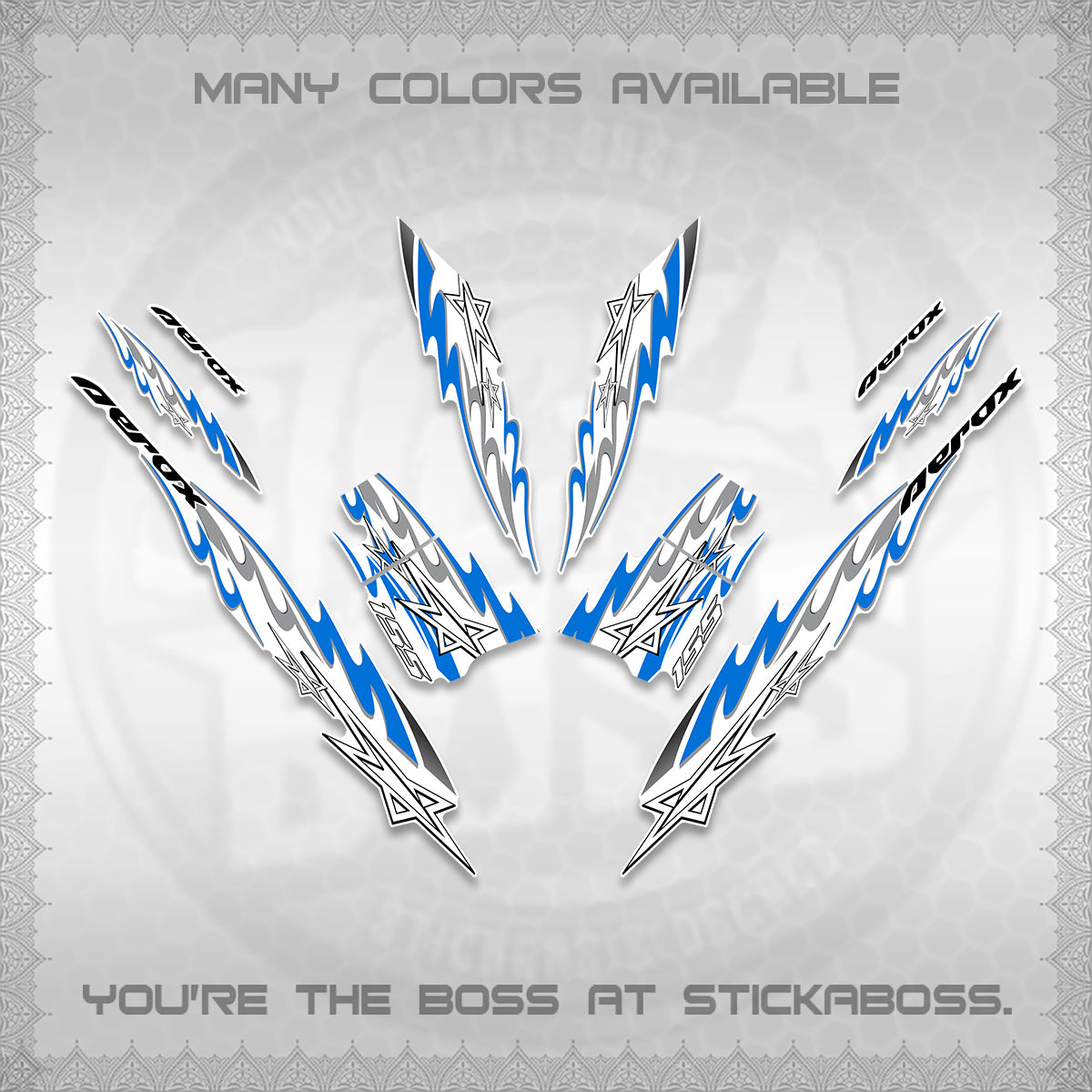 AEROX V2 INDO FOR WHITE DECALS (2026 STAR 0001 MOTIF) STICKER KITS By STICKABOSS