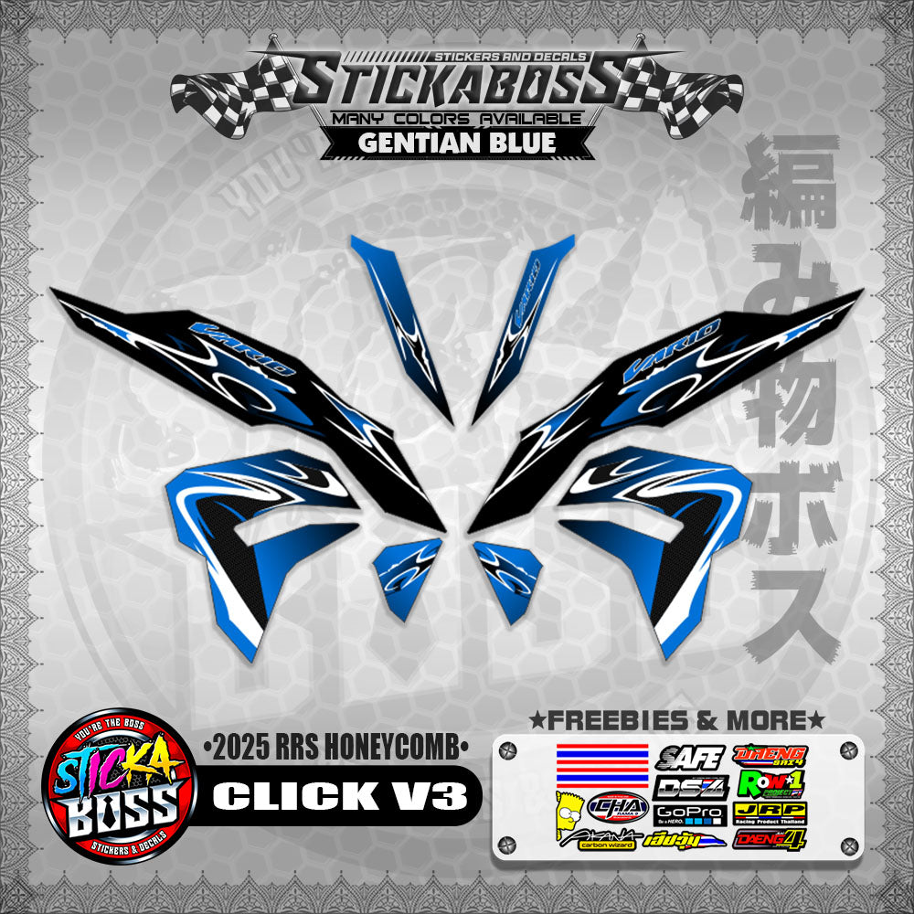 CLICK V3 INDO STICKER DECALS ( 2025 RRS HONEYCOMB )【WITH FREEBIES】