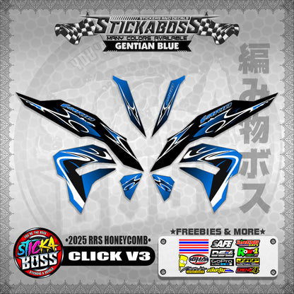 CLICK V3 INDO STICKER DECALS ( 2025 RRS HONEYCOMB )【WITH FREEBIES】