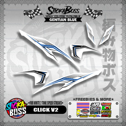 CLICK V2 DECALS ( FOR WHITE 2 TONE SPEED STREAKS ) [ PREMIUM GLOSSY LAMINATED ]【WITH FREEBIES】
