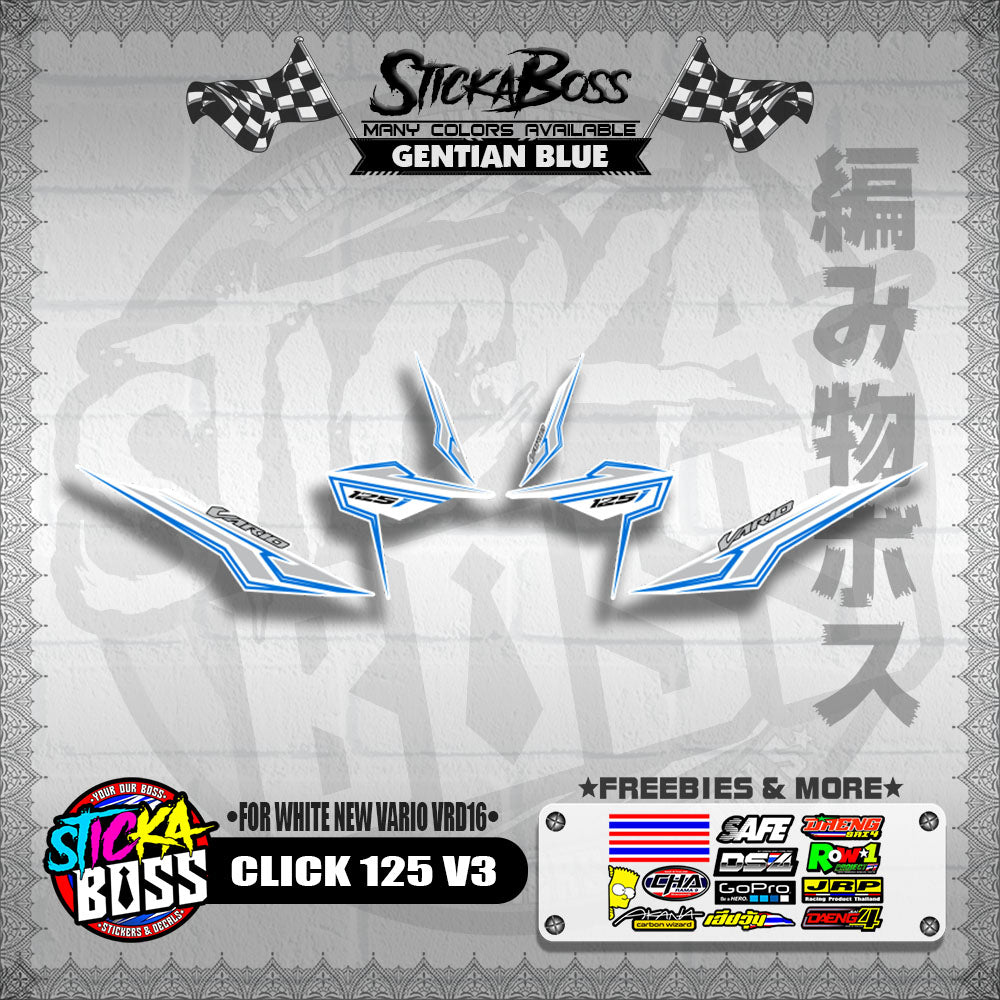 CLICK 125 V3 DECALS ( FOR WHITE NEW VARIO VRD16 ) [ PREMIUM GLOSSY LAMINATED ]【WITH FREEBIES】