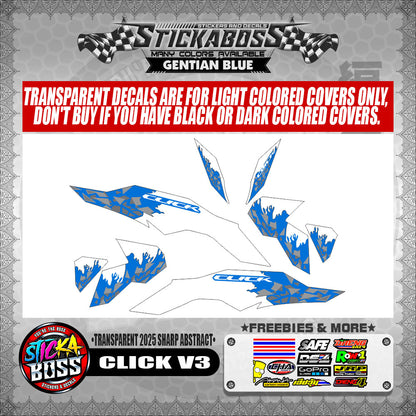 CLICK V3 INDO STICKER DECALS ( TRANSPARENT 2025 SHARP ABSTRACT )【WITH FREEBIES】