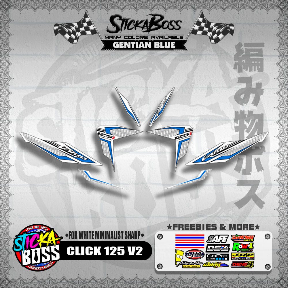 CLICK 125 V2 DECALS ( FOR WHITE MINIMALIST SHARP )【WITH FREEBIES】