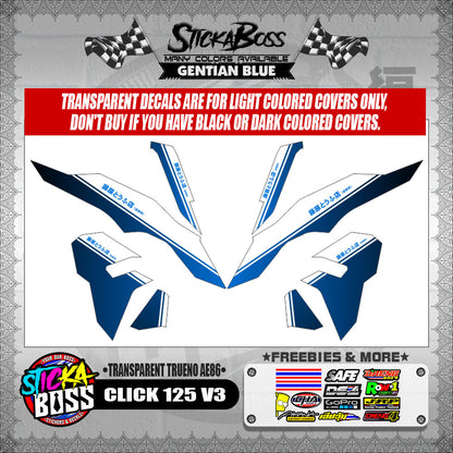 CLICK 125 V3 DECALS ( TRANSPARENT TRUENO AE86 )【WITH FREEBIES】