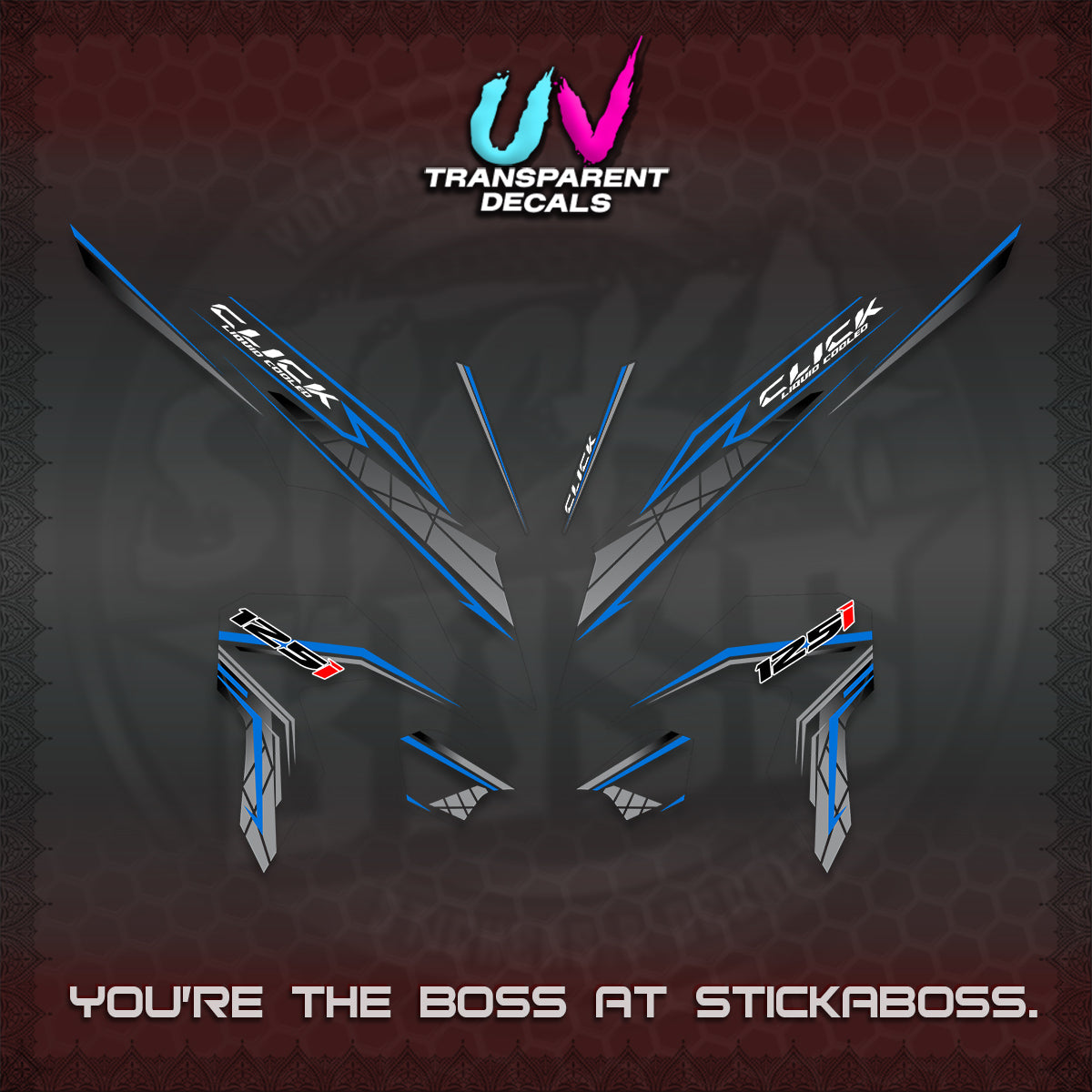 CLICK 125 V3 UV TRANSPARENT DECALS (2023 SIMPLE STRIPE DESIGN) STICKER DECALS By STICKABOSS