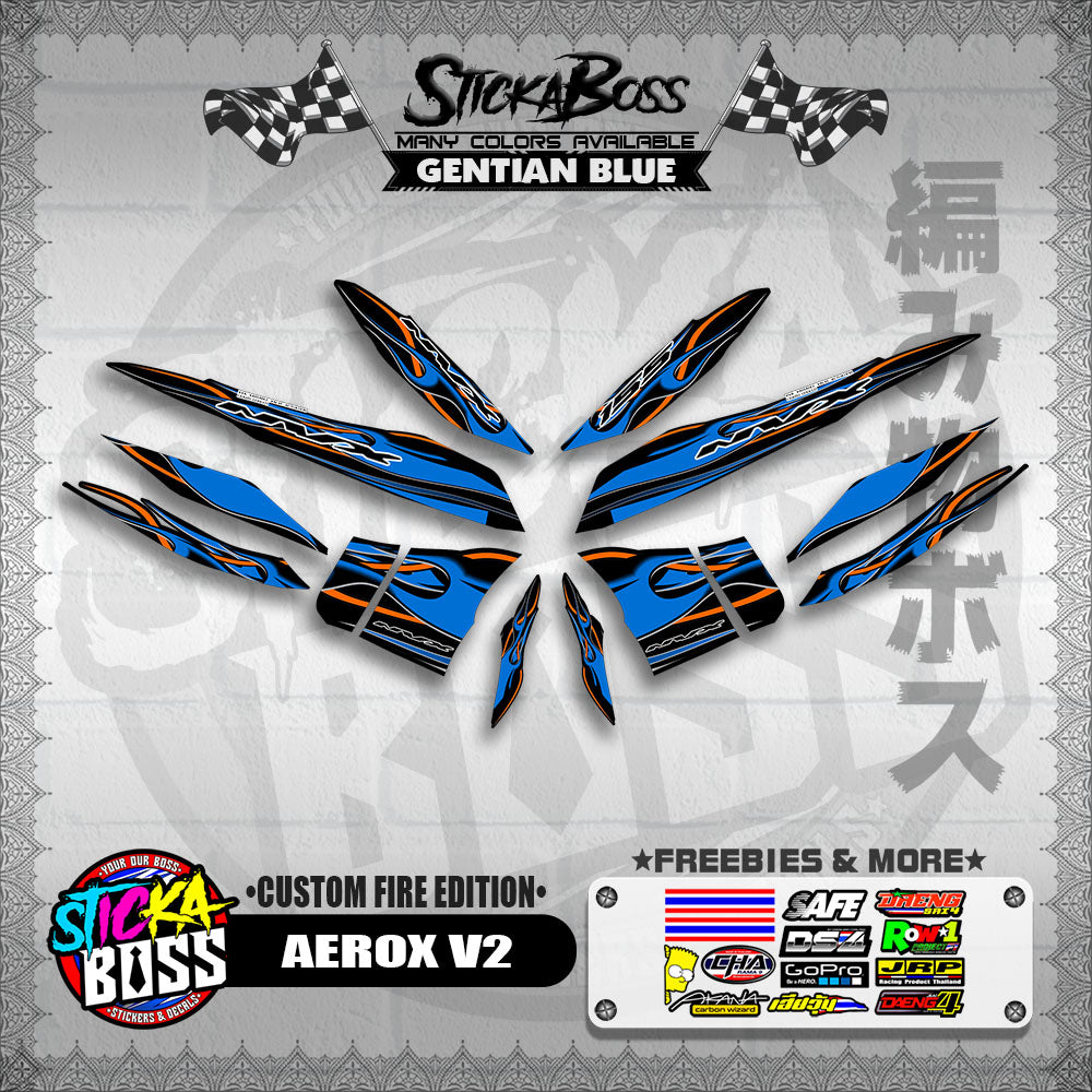 AEROX V2 DECALS ( CUSTOM FIRE EDITION )【WITH FREEBIES】