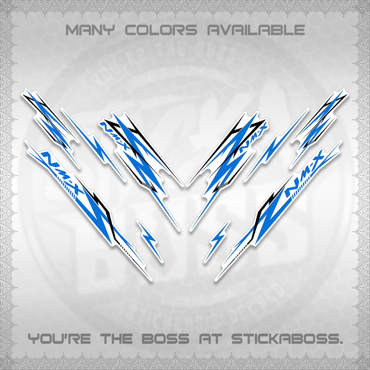 NMAX V2 FOR WHITE DECALS (2024 NM A8 STYLE) STICKER DECALS By STICKABOSS