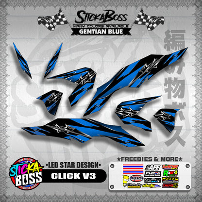 CLICK V3 DECALS ( LED STAR DESIGN )【WITH FREEBIES】