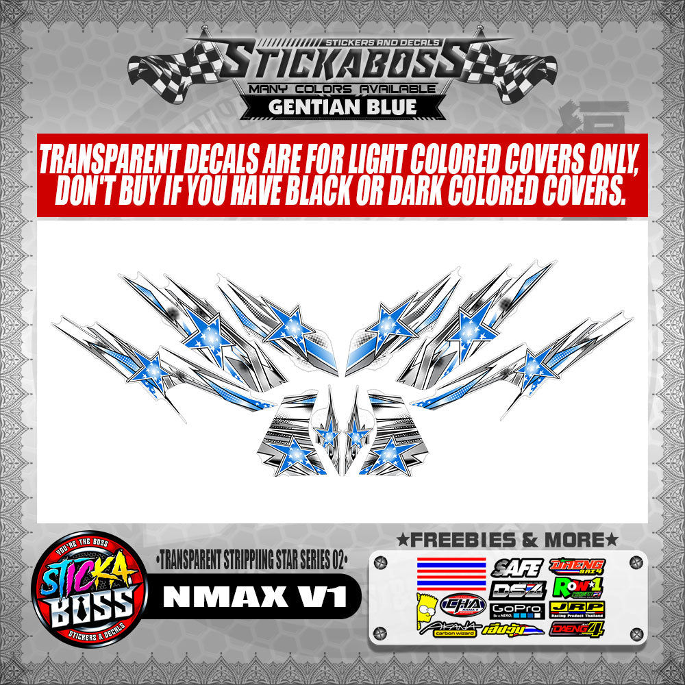 NMAX V1 STICKER DECALS ( TRANSPARENT STRIPPIING STAR SERIES 02 )【WITH FREEBIES】