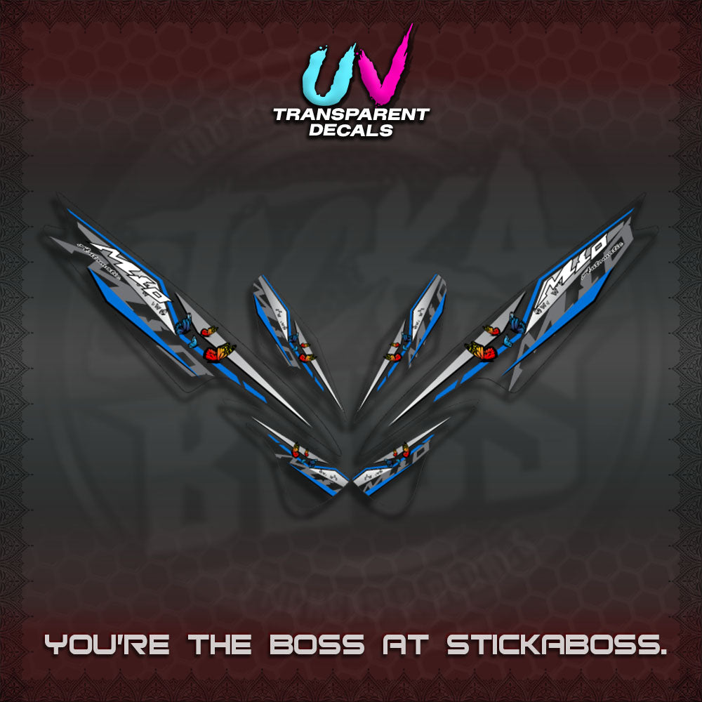 【PREMIUM UV PRINT】TRANSPARENT  MIO SPORTY/SMILE DECALS (BUTERFLY V6 DESIGN)By STICKABOSS