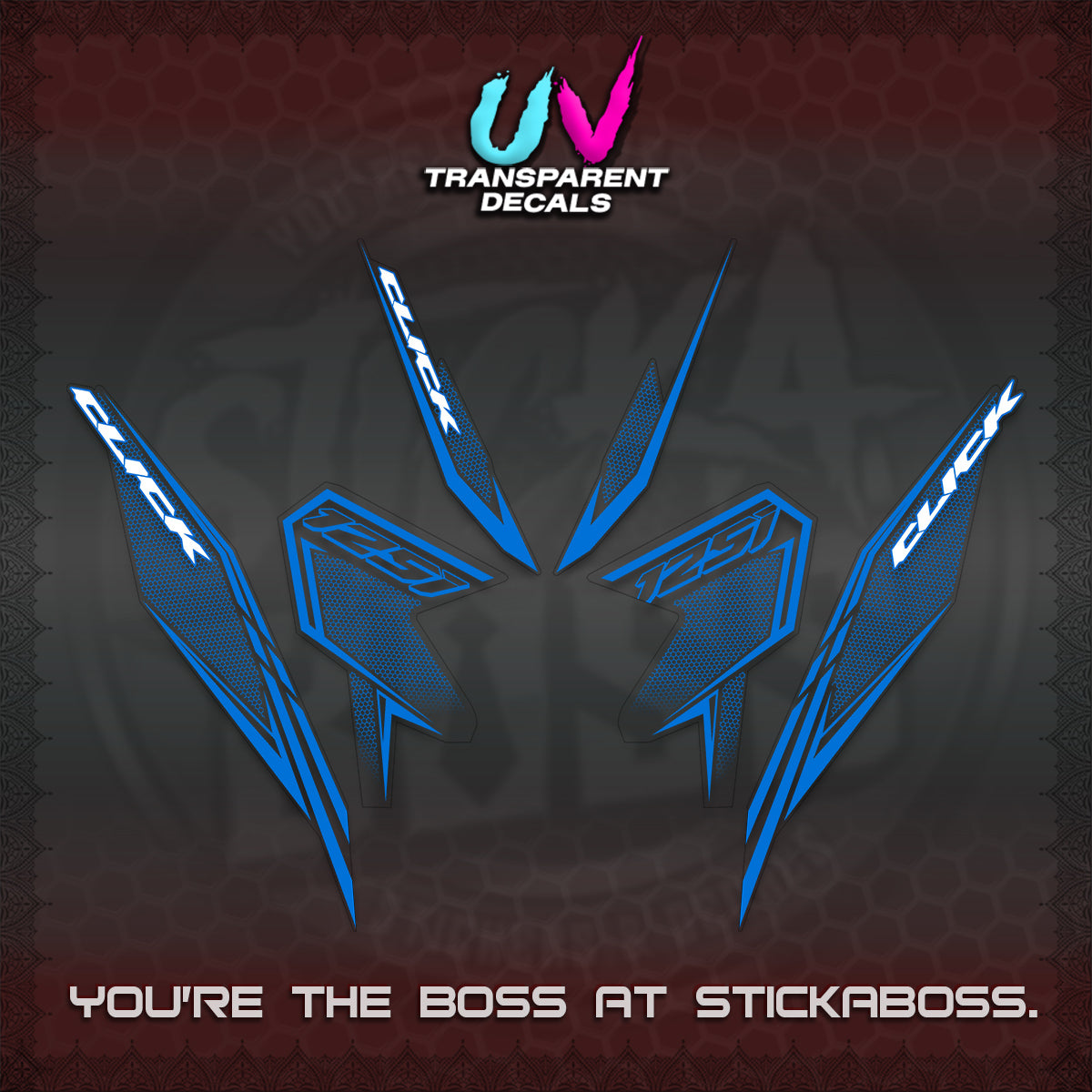 CLICK 125 V3 UV TRANSPARENT DECALS (2026 LINE UP DESIGN) STICKER KITS By STICKABOSS