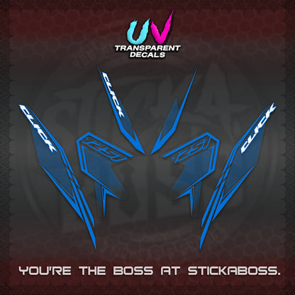 CLICK 125 V3 UV TRANSPARENT DECALS (2026 LINE UP DESIGN) STICKER KITS By STICKABOSS