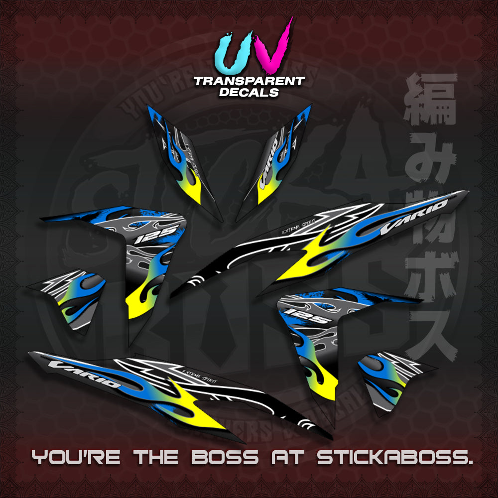 CLICK 125 V2 MALAY CONCEPT ( TRANSPARENT TRIBAL X FIRE CUSTOM ) STICKER DECALS By STICKABOSS