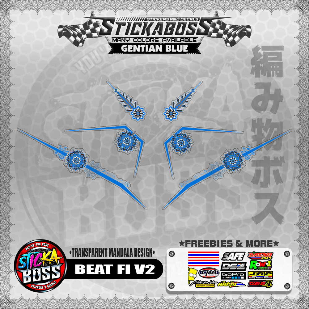 【PREMIUM UV PRINT】TRANSPARENT BEAT FI V2 STICKER DECALS ( MANDALA DESIGN )【WITH FREEBIES】