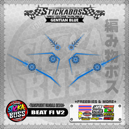 【PREMIUM UV PRINT】TRANSPARENT BEAT FI V2 STICKER DECALS ( MANDALA DESIGN )【WITH FREEBIES】