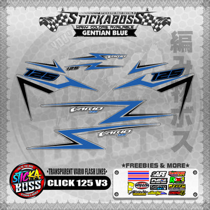 【PREMIUM UV PRINT】TRANSPARENT CLICK 125 V3 DECALS ( VARIO FLASH LINES )【WITH FREEBIES】