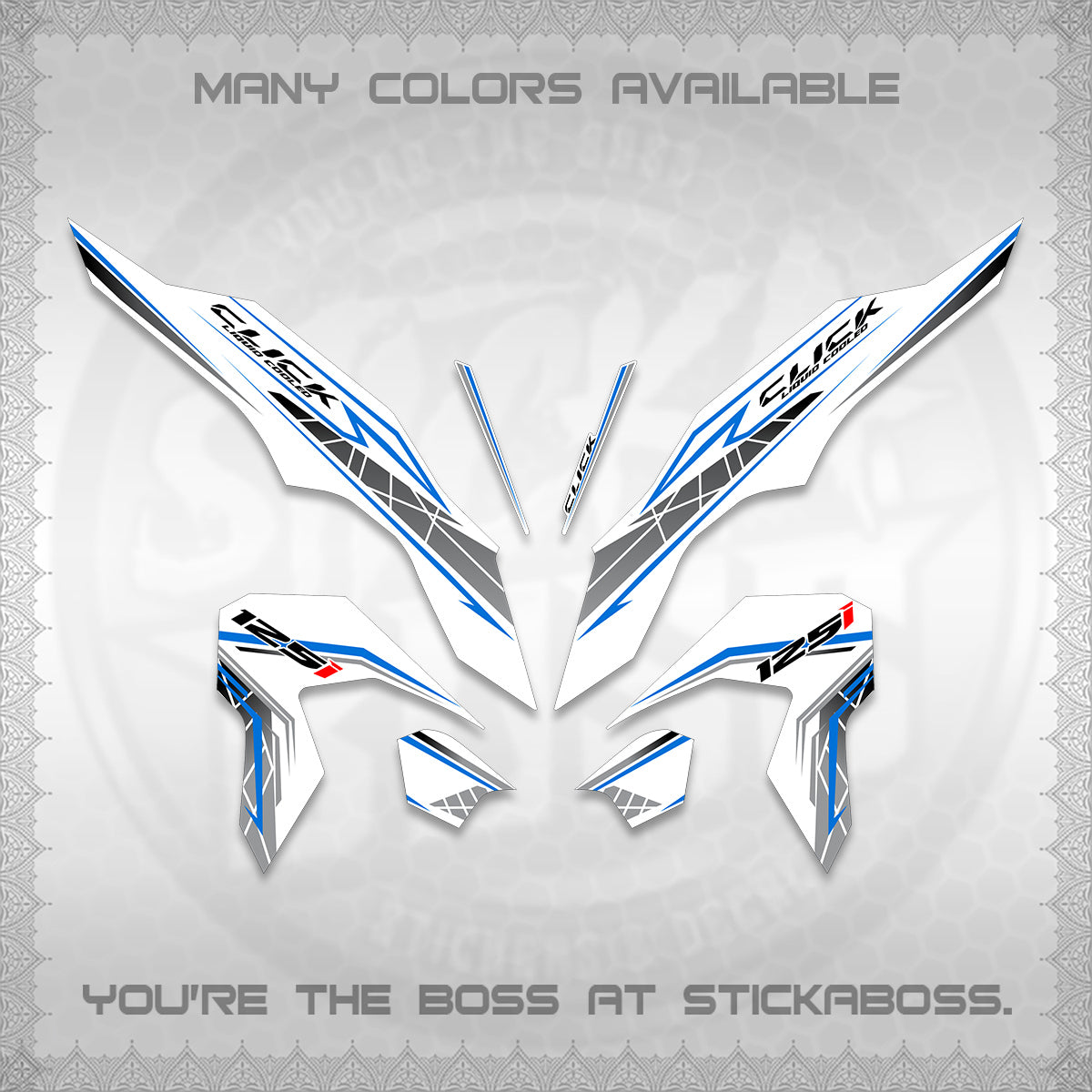 CLICK 125 V3 FOR WHITE DECALS (2023 SIMPLE STRIPE DESIGN) STICKER DECALS By STICKABOSS