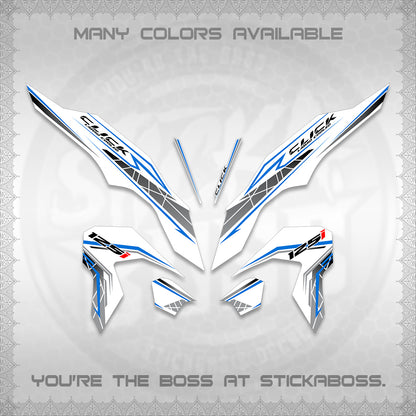 CLICK 125 V3 FOR WHITE DECALS (2023 SIMPLE STRIPE DESIGN) STICKER DECALS By STICKABOSS