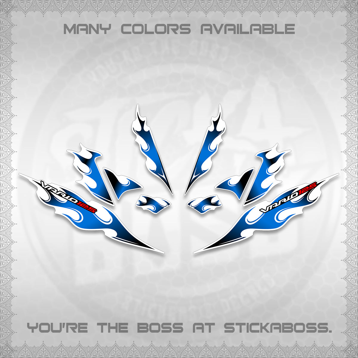 CLICK 125 V4 FOR WHITE VARIO DECALS (2026 MOTIF FLAME 1 TONE)STICKER DECALS By STICKABOSS