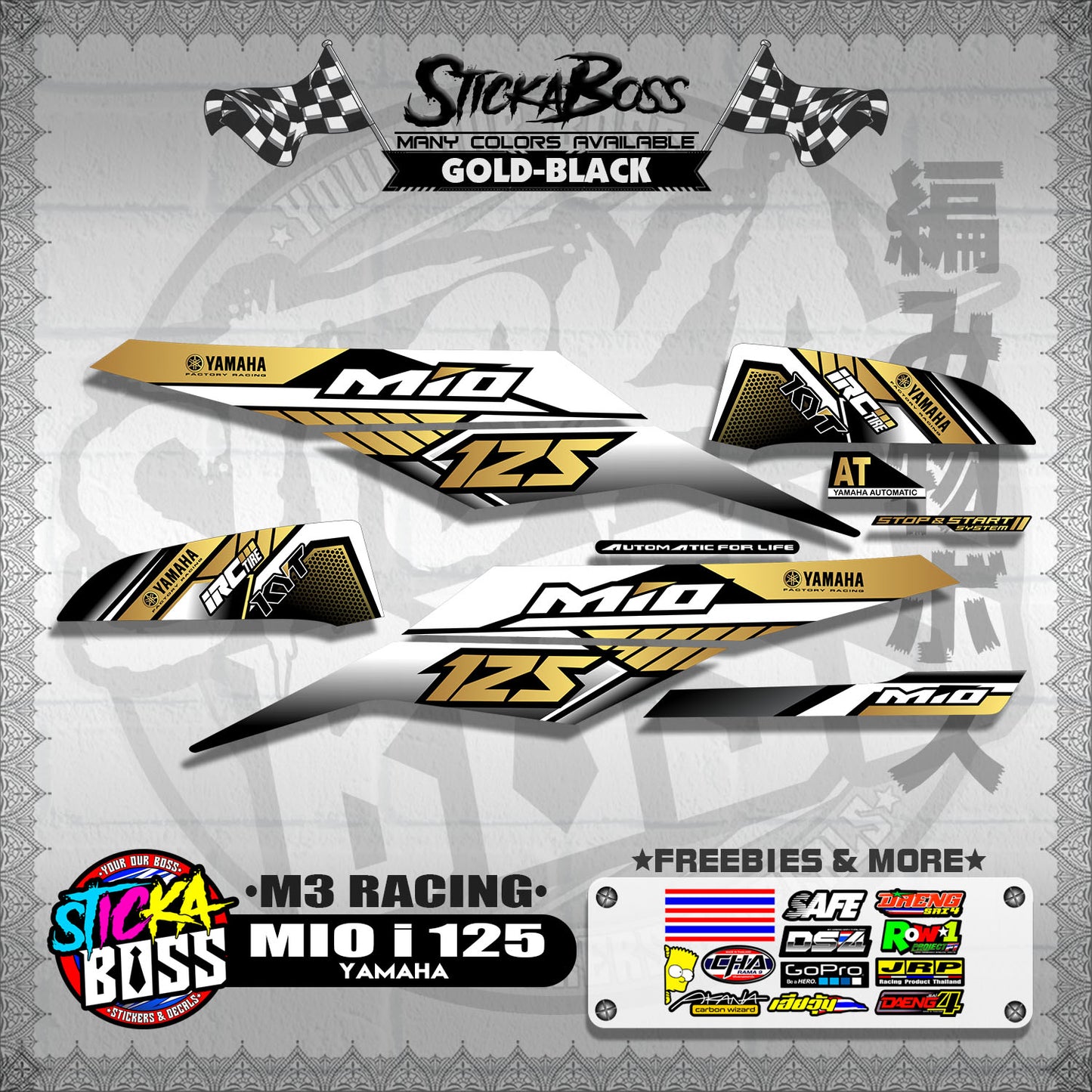 MIO i 125 STOCK DECALS ( M3 RACING ) 【WITH FREEBIES】
