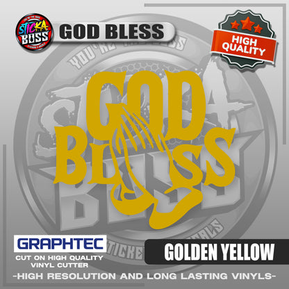 GOD BLESS | VINYL WATERPROOF CUT-OUT STICKER DECALS【Stickaboss】