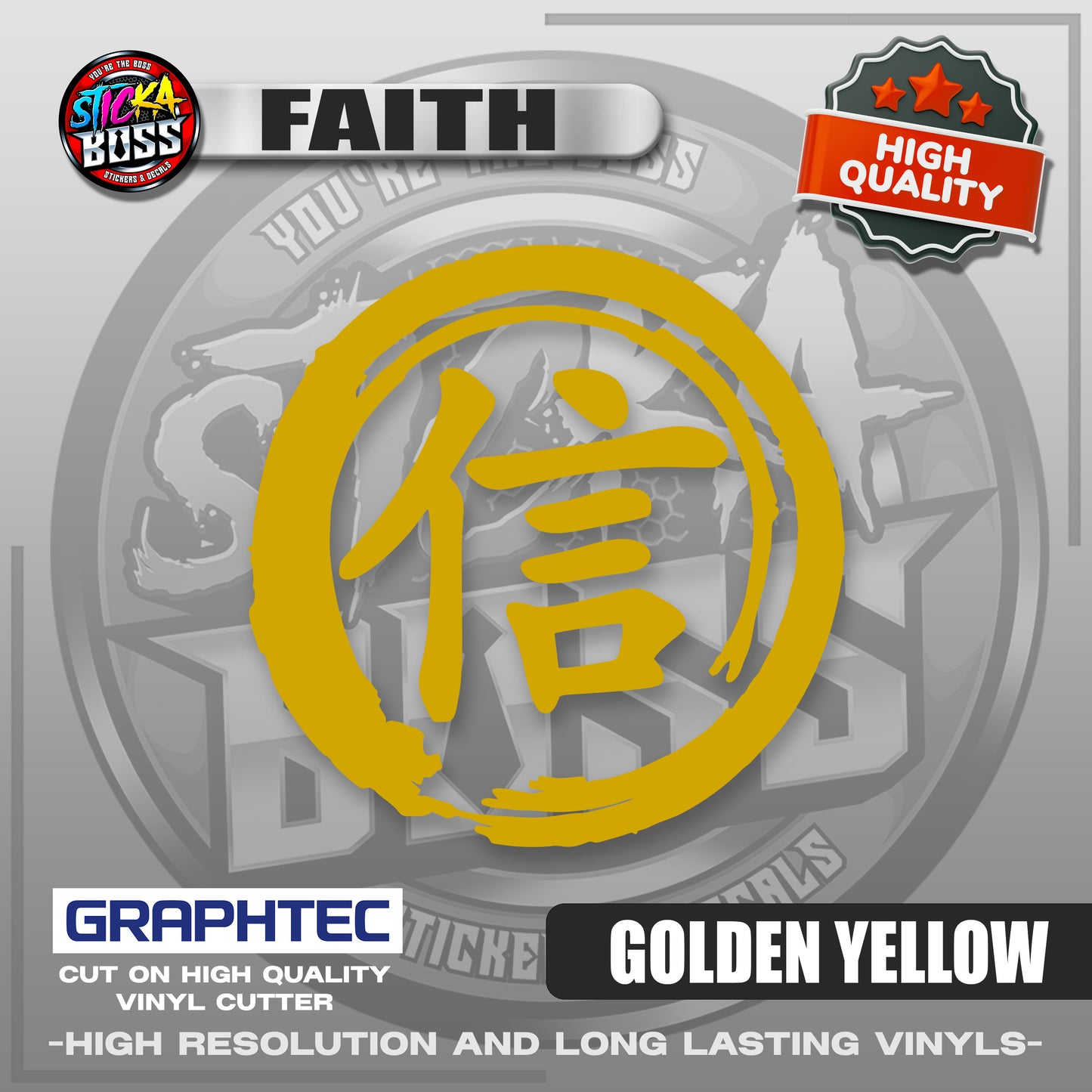 FAITH - JAPANESE KANJI SYMBOL | VINYL WATERPROOF CUT-OUT STICKER DECALS【Stickaboss】