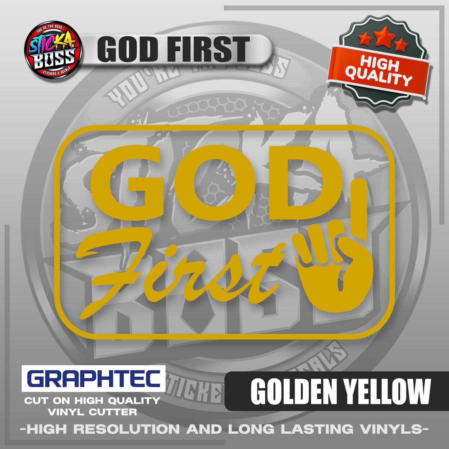 GOD FIRST | VINYL WATERPROOF CUT-OUT STICKER DECALS【Stickaboss】