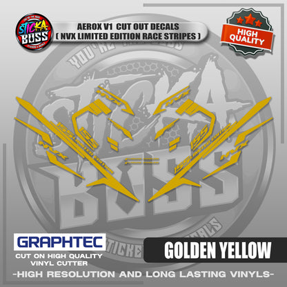 AEROX V1 CUT OUT DECALS ( NVX LIMITED EDITION RACE STRIPES ) | VINYL WATERPROOF CUT-OUT DECALS