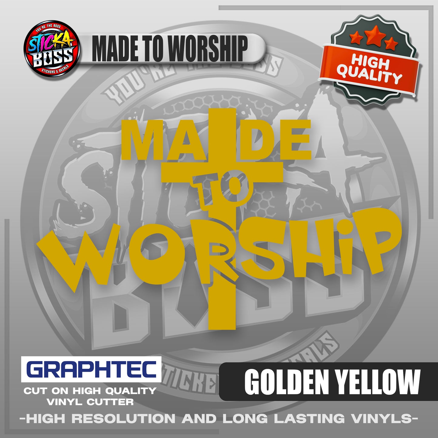 MADE TO WORSHIP | VINYL WATERPROOF CUT-OUT STICKER DECALS【Stickaboss】