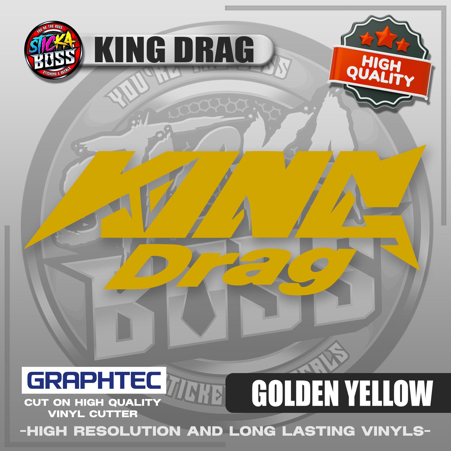 KING DRAG | VINYL WATERPROOF CUT-OUT STICKER DECALS【Stickaboss】