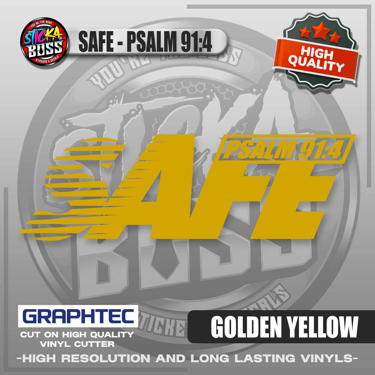 SAFE - PSALM 91:4 | VINYL WATERPROOF CUT-OUT STICKER DECALS【Stickaboss】