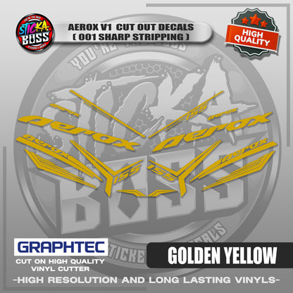 AEROX V1 CUT OUT DECALS ( 001 SHARP STRIPPING ) | VINYL WATERPROOF CUT-OUT STICKER DECALS