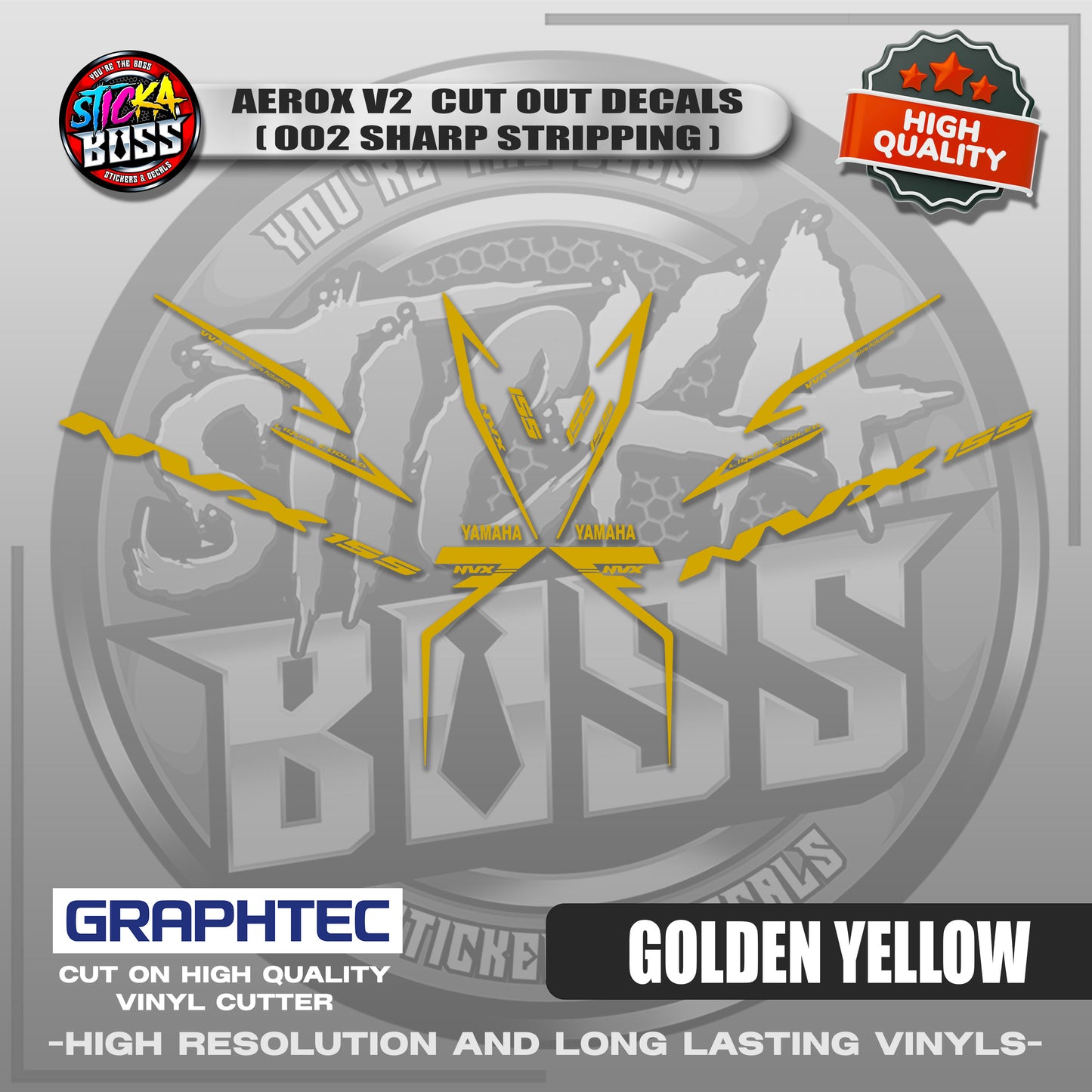 AEROX V2 CUT OUT DECALS ( 002 SHARP STRIPPING ) | VINYL WATERPROOF CUT-OUT STICKER DECALS