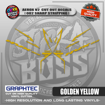 AEROX V2 CUT OUT DECALS ( 002 SHARP STRIPPING ) | VINYL WATERPROOF CUT-OUT STICKER DECALS