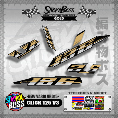 CLICK 125 V3 DECALS ( NEW VARIO VRD15 )[ PREMIUM GLOSSY LAMINATED ]【WITH FREEBIES】