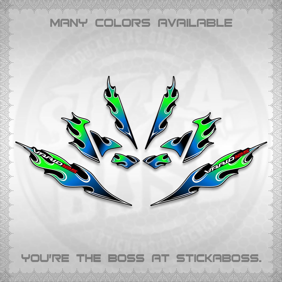 CLICK 125 V4 VARIO DECALS (2026 MOTIF FLAME 2 TONE)STICKER DECALS By STICKABOSS
