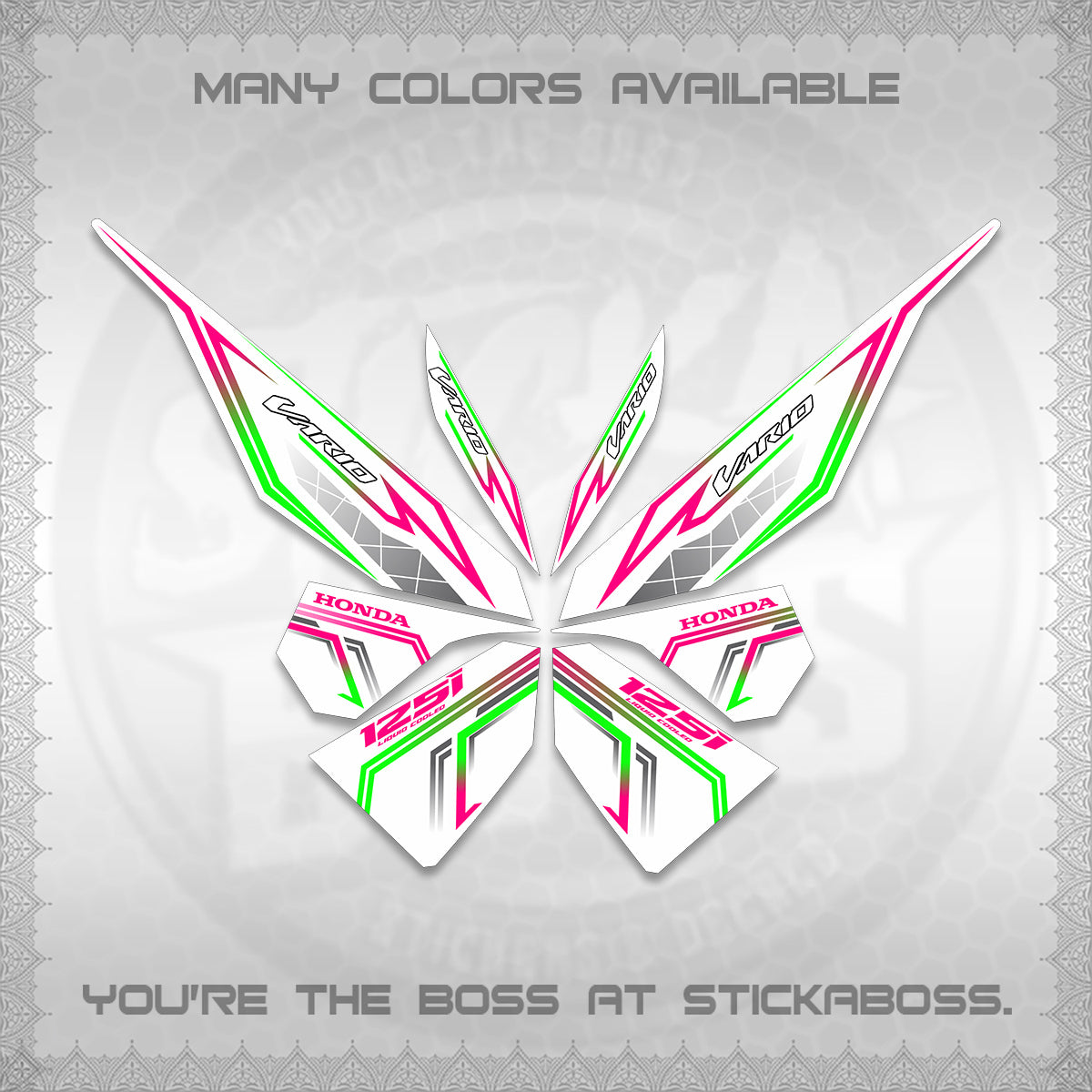 CLICK V1 VARIO DECALS FOR WHITE (2 TONE STRIPES 2026) STICKER DECALS By STICKABOSS