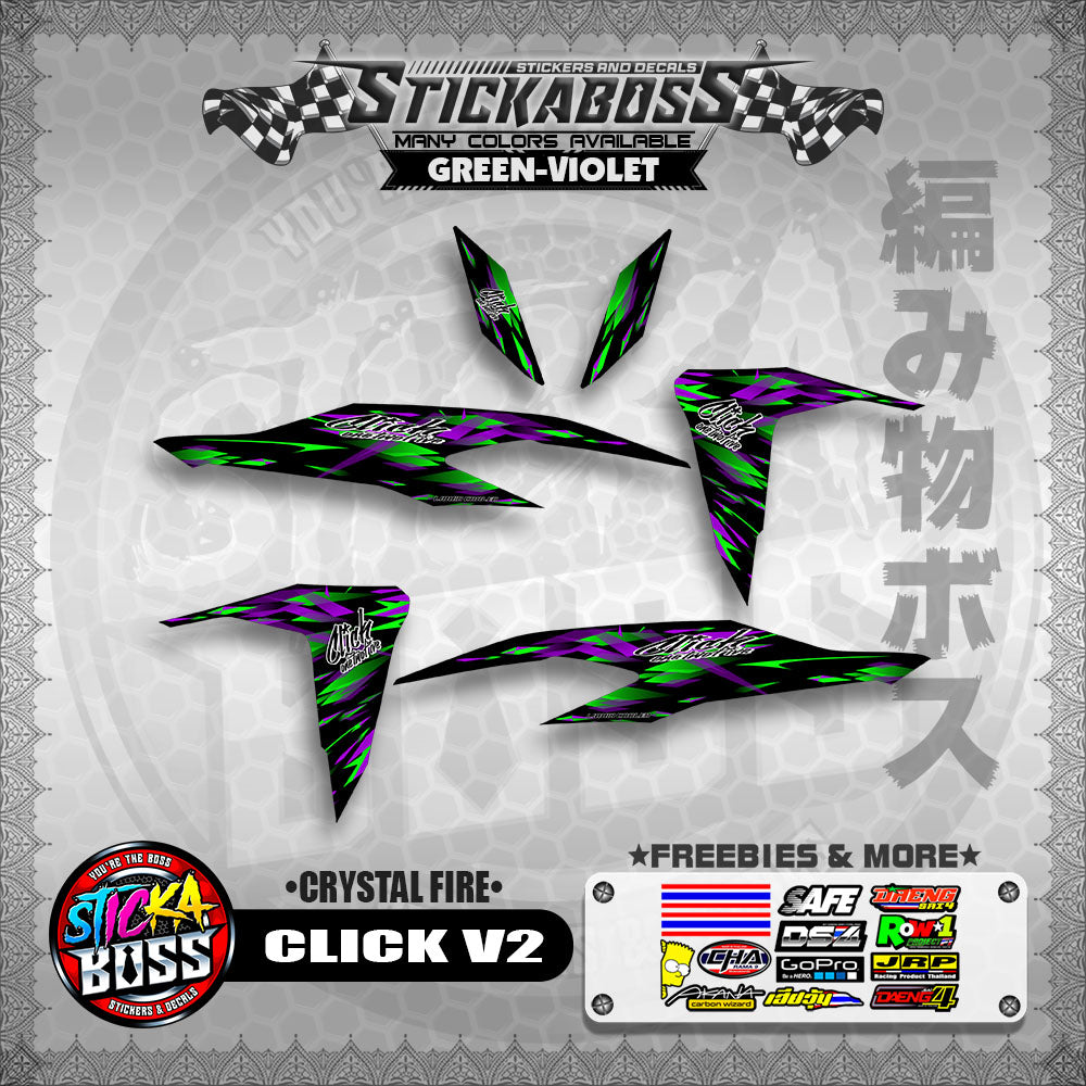 CLICK V2 STICKER DECALS ( CRYSTAL FIRE )【WITH FREEBIES】