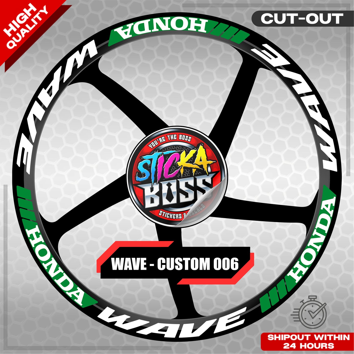 WAVE 110 / 125 MAG STICKER SET ( 2 MAGS ) - CUSTOM 006 | VINYL WATERPROOF CUT-OUT DECALS