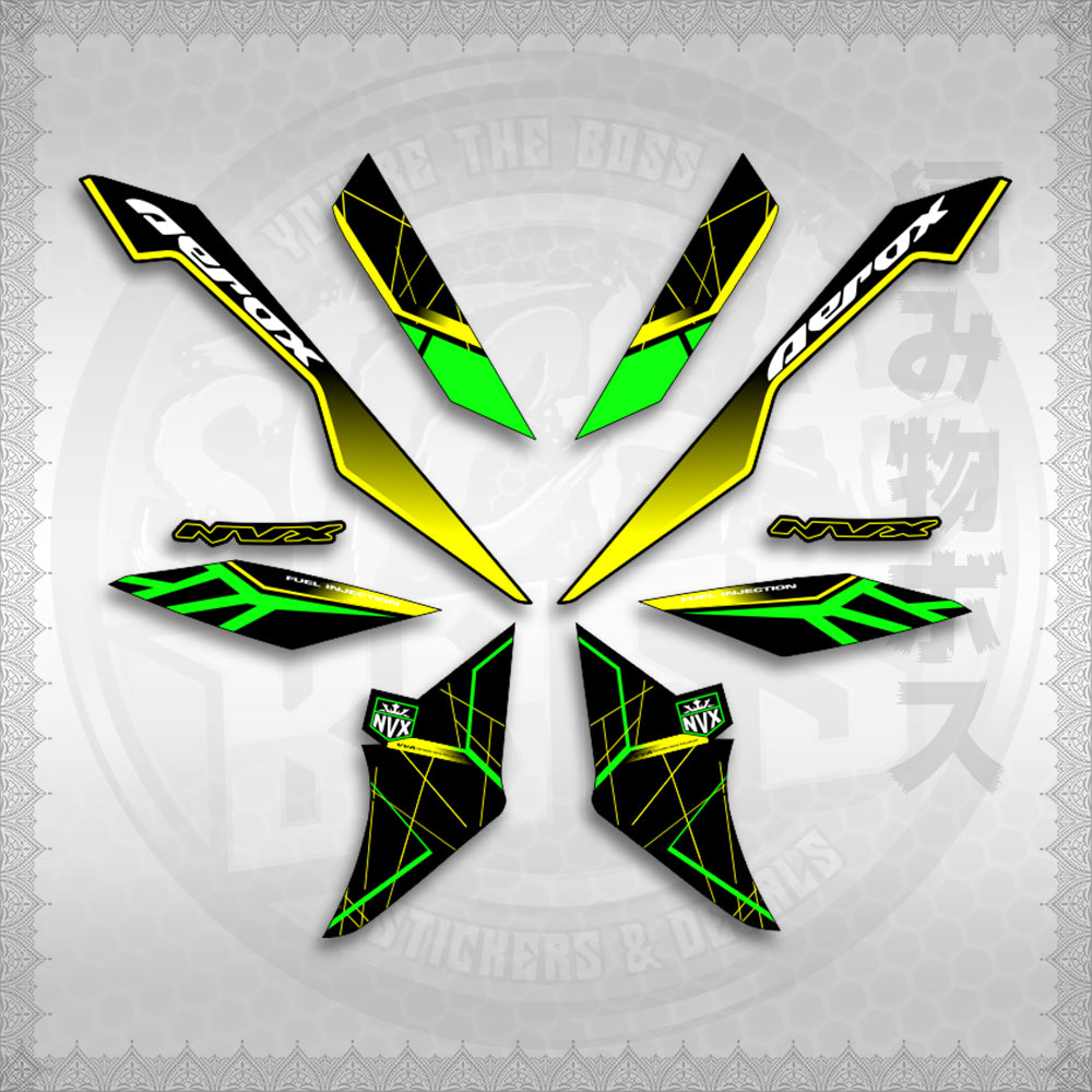 STICKER DECALS for AEROX V3 ALPHA TURBO INDO-MALAYSIAN (AV3MAMABO) By STICKABOSS (SOFIE LAMINATED WATERPROOF)