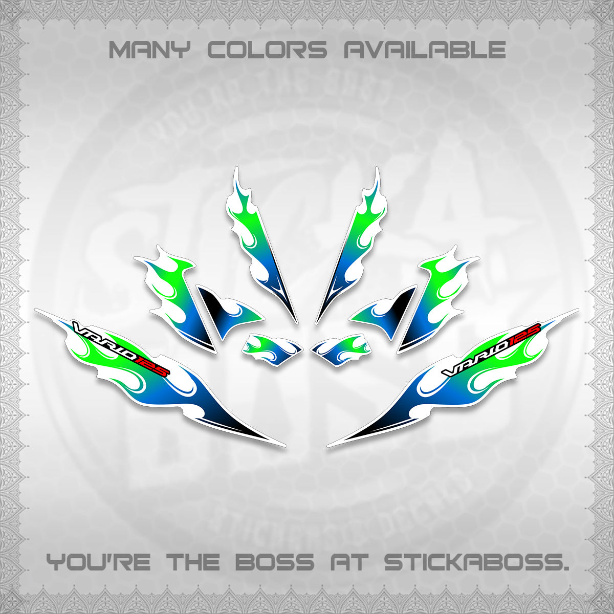 CLICK 125 V4 FOR WHITE VARIO DECALS (2026 MOTIF FLAME 2 TONE)STICKER DECALS By STICKABOSS